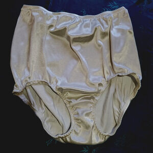 Vintage PLAIN JANES Granny Panties SHINY SHIMMERING WHITE Sissy Briefs LARGE